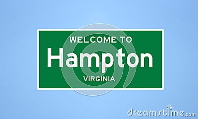 Hampton, Virginia city limit sign. Town sign from the USA. Stock Photo