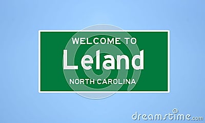 Leland, North Carolina city limit sign. Town sign from the USA. Stock Photo