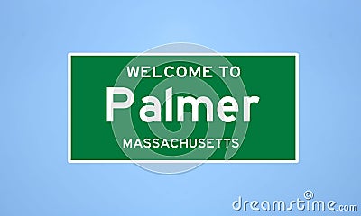 Palmer, Massachusetts city limit sign. Town sign from the USA. Stock Photo