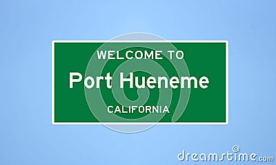 Port Hueneme, California city limit sign. Town sign from the USA Stock Photo