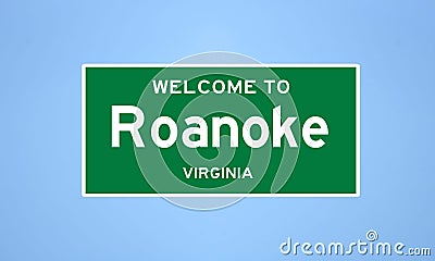 Roanoke, Virginia city limit sign. Town sign from the USA. Stock Photo