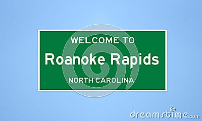 Roanoke Rapids, North Carolina city limit sign. Town sign from the USA Stock Photo