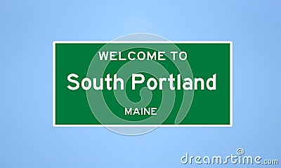 South Portland, Maine city limit sign. Town sign from the USA Stock Photo