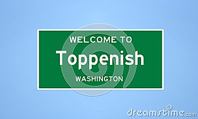 Toppenish, Washington city limit sign. Town sign from the USA. Stock Photo