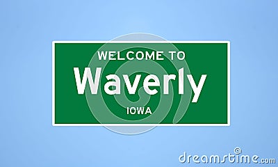 Waverly, Iowa city limit sign. Town sign from the USA. Stock Photo