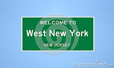 West New York, New Jersey city limit sign. Town sign from the USA Stock Photo