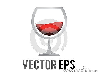 Vector alcohol drink red wine icon served in stemmed glass Vector Illustration