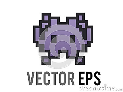 Vector classic game purple alien monster 8-bit graphic icon Vector Illustration