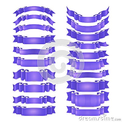 isolated vector colored satin ribbons set Stock Photo