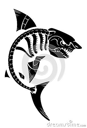 Shark Skeleton Design, Marine Predator Illustration Vector Illustration