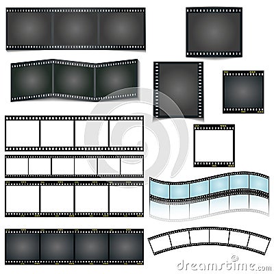 Isolated vector film strip set on white background Vector Illustration