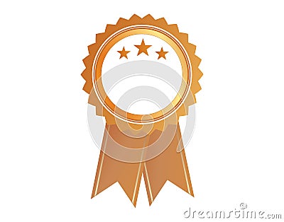 Isolated vector gold color award medal ribbon badge Vector Illustration