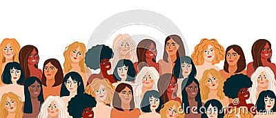 Isolated vector illustration of abstract women with different skin colors. Struggle for freedom, independence, equality Vector Illustration