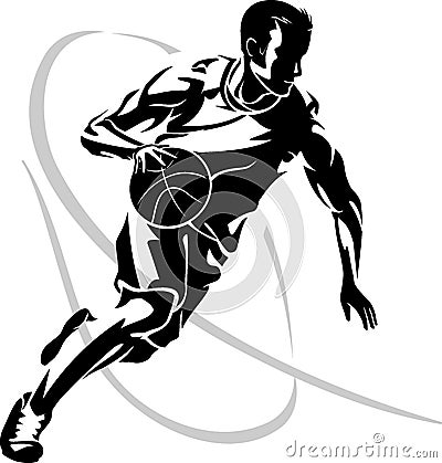 Basketball Dribble Abstract Vector Illustration