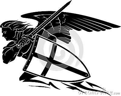 Saint Michael Archangel Side View Vector Illustration