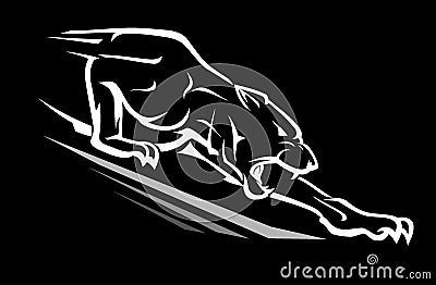 Black Panther Reaching Downward Vector Illustration