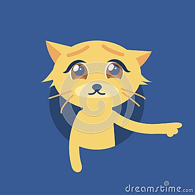 Isolated vector illustration of the cute cat with sad eyes. Vector Illustration