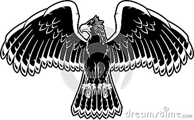 Philippine Eagle Isolated Black Illustration Vector Illustration