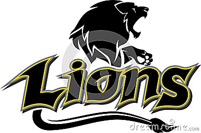 Lion Logo Text Mascot Design Vector Illustration