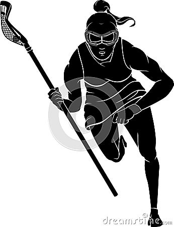 Lacrosse Female Rush Vector Illustration