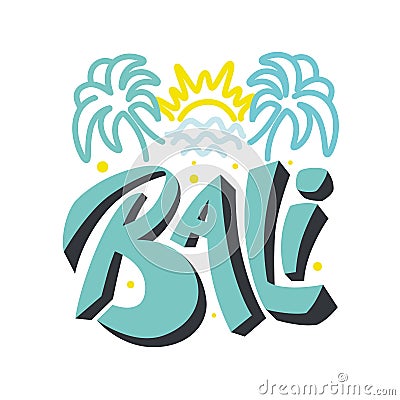 Isolated vector illustration of Lettering logo Bali Cartoon Illustration