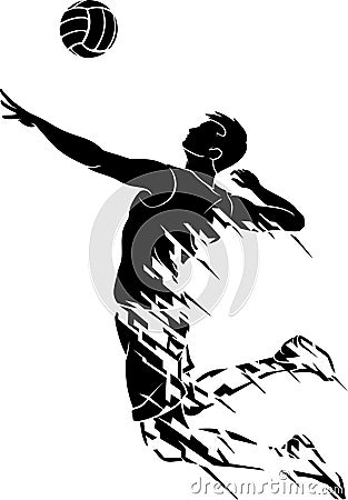 Male Volleyball, Abstract Facet Vector Illustration