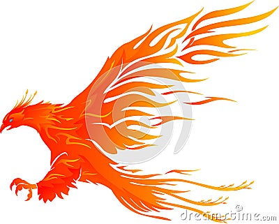 Blazing Phoenix Bird Vector Illustration