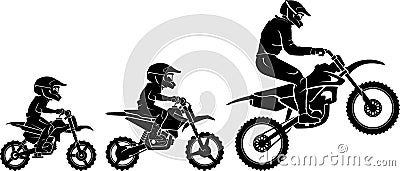 Motocross Race Evolution Silhouette Vector Illustration