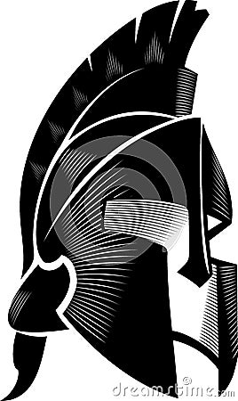 Spartan Helm Calligraphic Angled View Vector Illustration