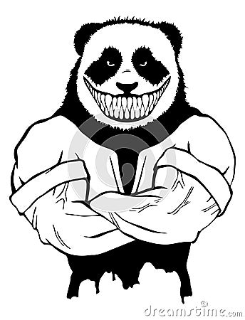 Isolated vector illustration a strong evil wild panda- man Vector Illustration