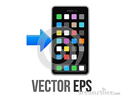 Vector mobile phone icon with rightward arrow pointed at it from left Vector Illustration