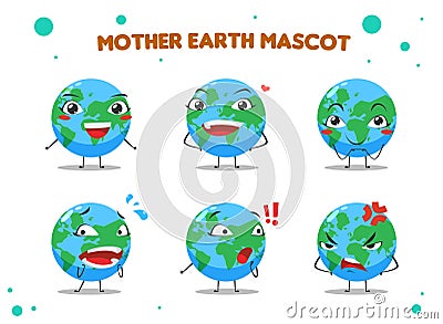 Mother earth mascot. Vector Illustration Cartoon Illustration