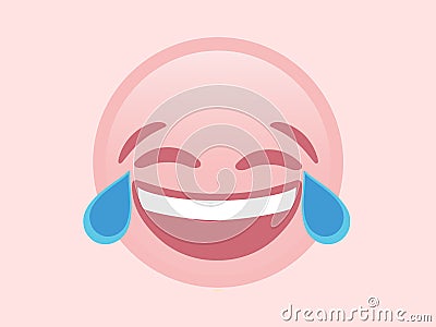 Isolated vector pink laugh and crying tear flat icon Vector Illustration