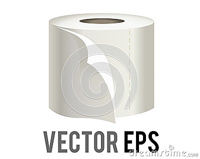 Vector roll of white toilet, washroom or kichen tissue paper icon with sheet unfurling Vector Illustration