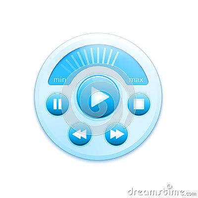 Isolated vector round glossy media player interface Vector Illustration