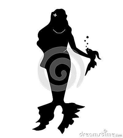 Isolated vector silhouette of mermaid, water nymph Vector Illustration