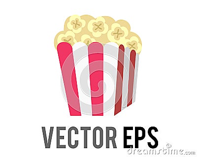 Vector sweet butter pop corn junk food icon with red, white classic paper cup box Vector Illustration