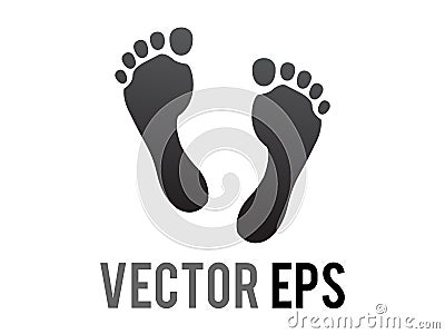 Vector two human footsteps, showing both feet and all five toes Vector Illustration