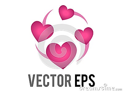 Vector two revolving hearts switching places icon with circular line Vector Illustration