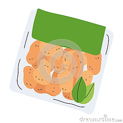 Isolated vegan meat on a plastic bag Vector Vector Illustration