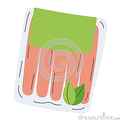 Isolated vegan meat on a plastic bag Vector Vector Illustration