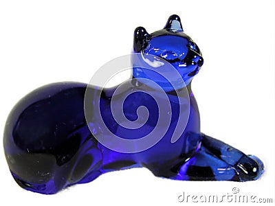 Isolated vintage cobalt blue glass cat knickknack Stock Photo