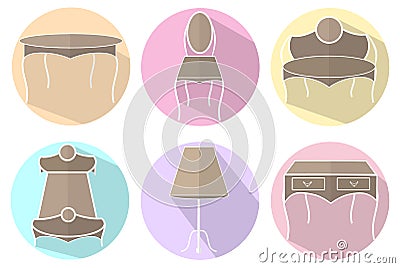 Isolated vintage furniture icons Vector Illustration