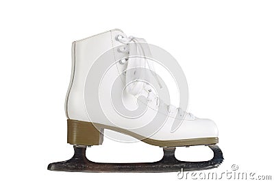 Isolated vintage white ladies ice skate Stock Photo