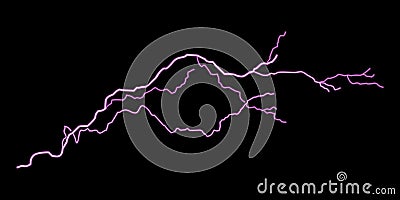 Isolated violet lightning , vector drawing Vector Illustration