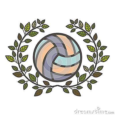 Isolated volleyball inside wreath design Vector Illustration