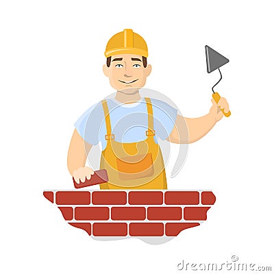 Isolated wall builder. Vector Illustration