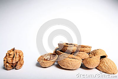 Isolated walnuts white background Stock Photo