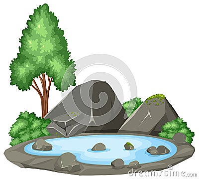 Isolated water pond on white background Vector Illustration