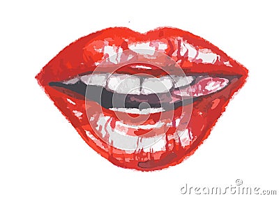 Isolated watercolor lips. Vector Illustration